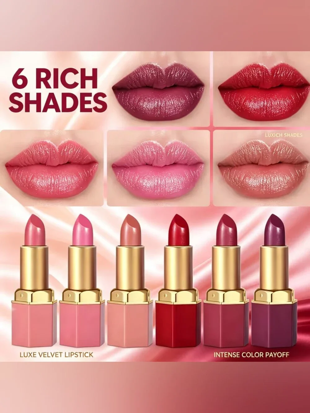 Beautiful Long-Lasting Velvet Lipstick Set (6 Shades)